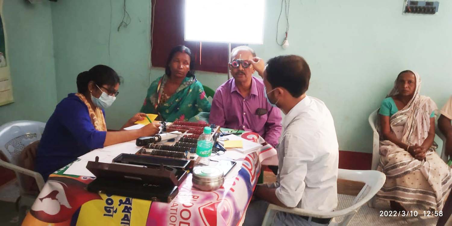 Eye check-up during a medical camp